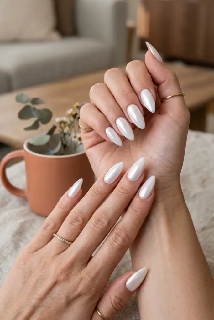 Bright White and Iridescent Pearl