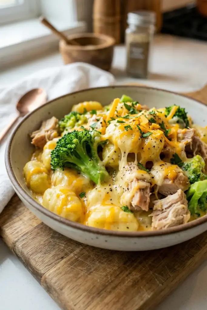 Broccoli and Cheddar Chicken Gnocchi