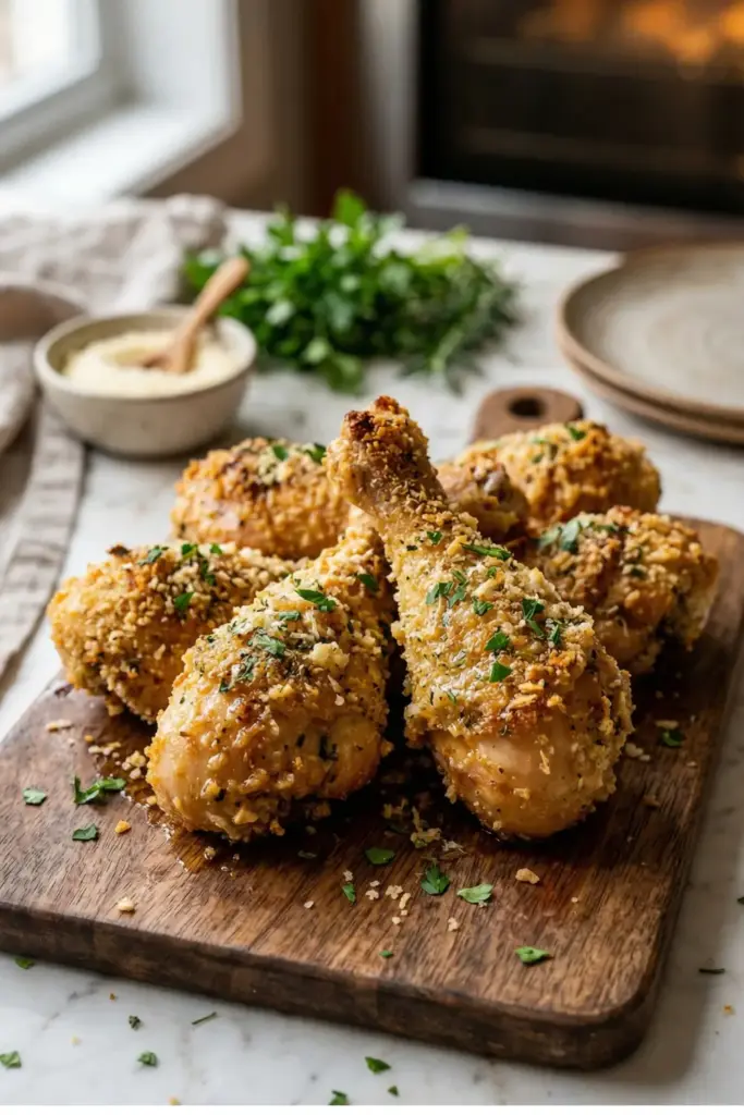Classic Garlic Parmesan Breaded Drumsticks