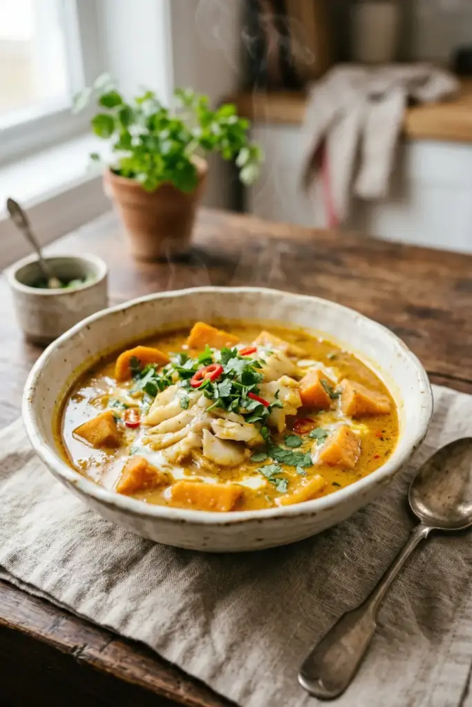 Coconut Curry Flounder Stew