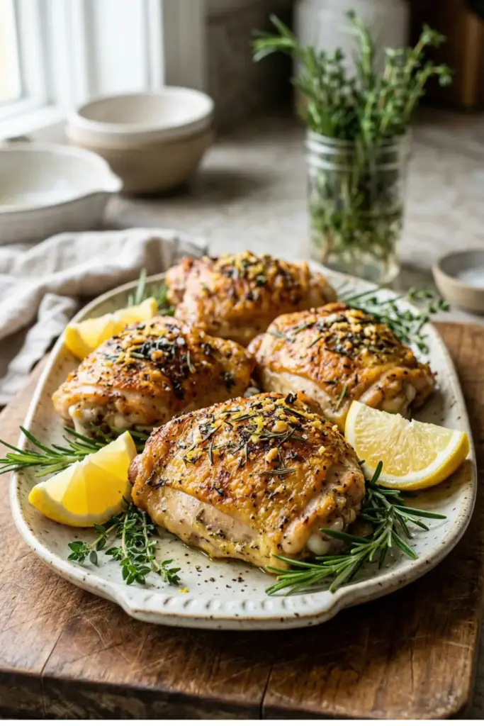 Crispy Lemon Herb Roasted Thighs