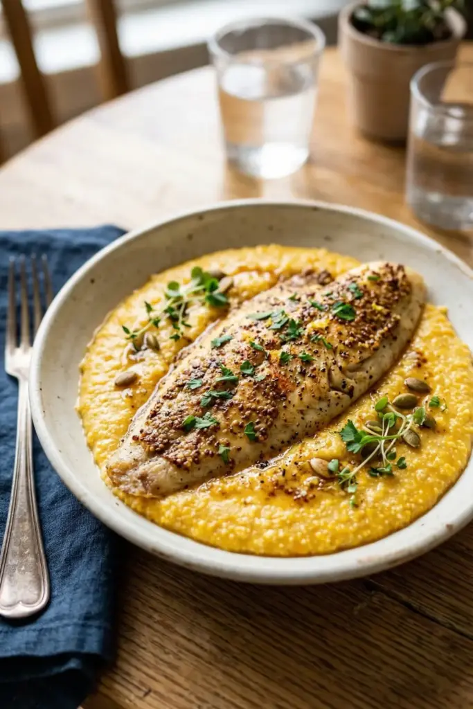 Dijon Baked Sole with Butternut Squash Grits

Fall Flavors Anytime