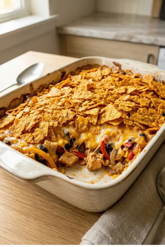 Dorito Crust Chicken Fajita Casserole