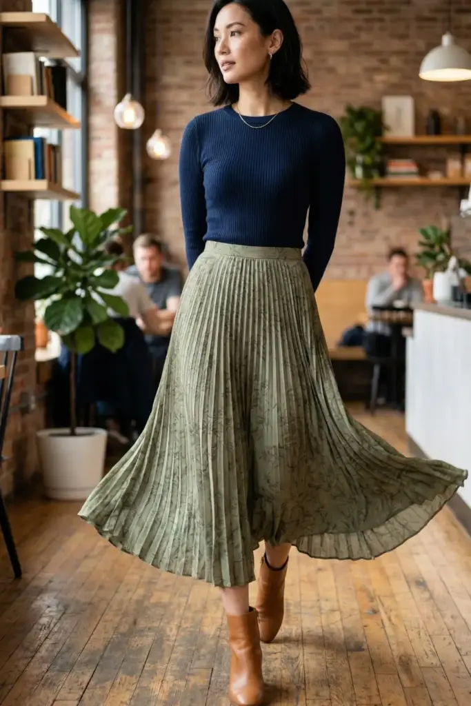 Flowy Midi Skirt and Fitted Top