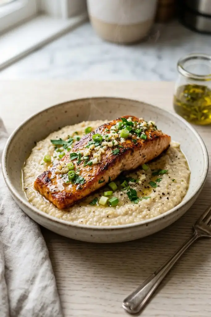 Garlic Butter Salmon over Quinoa Grits

Protein-Packed Superfood