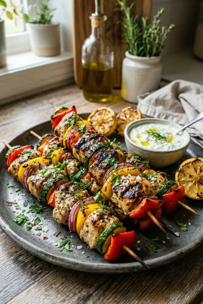 Grilled Garlic Lemon Pepper Skewers