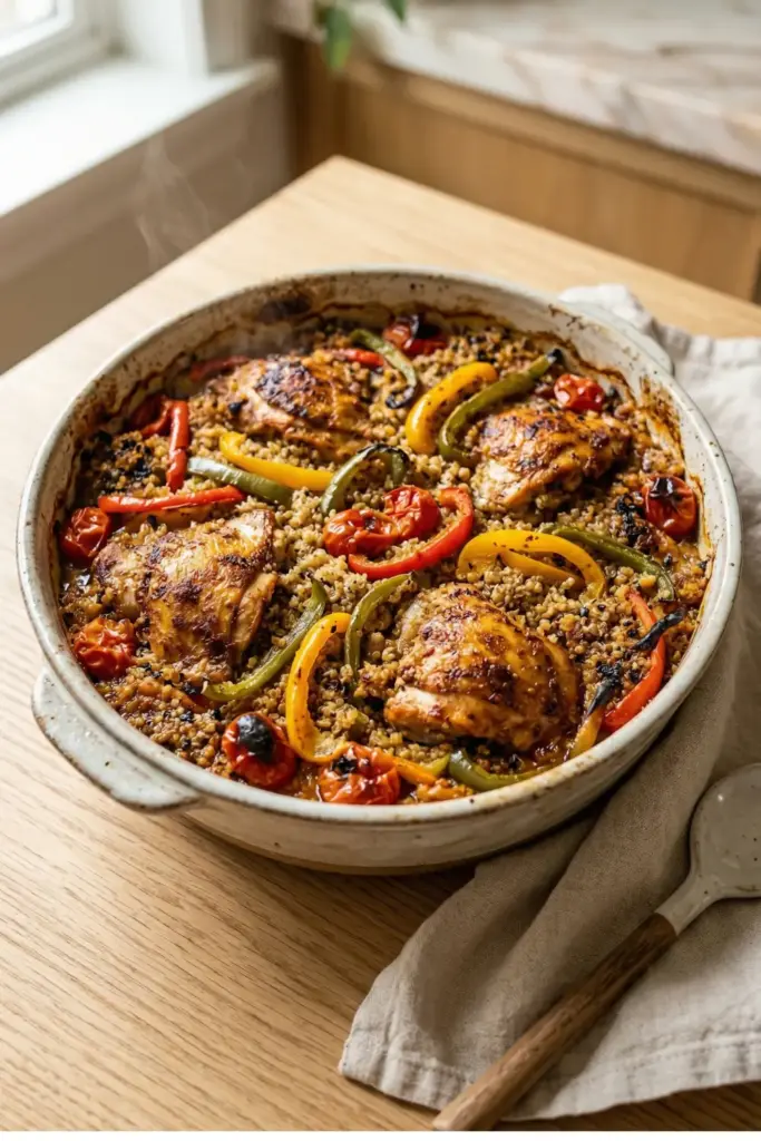 Healthy Quinoa Chicken Fajita Casserole