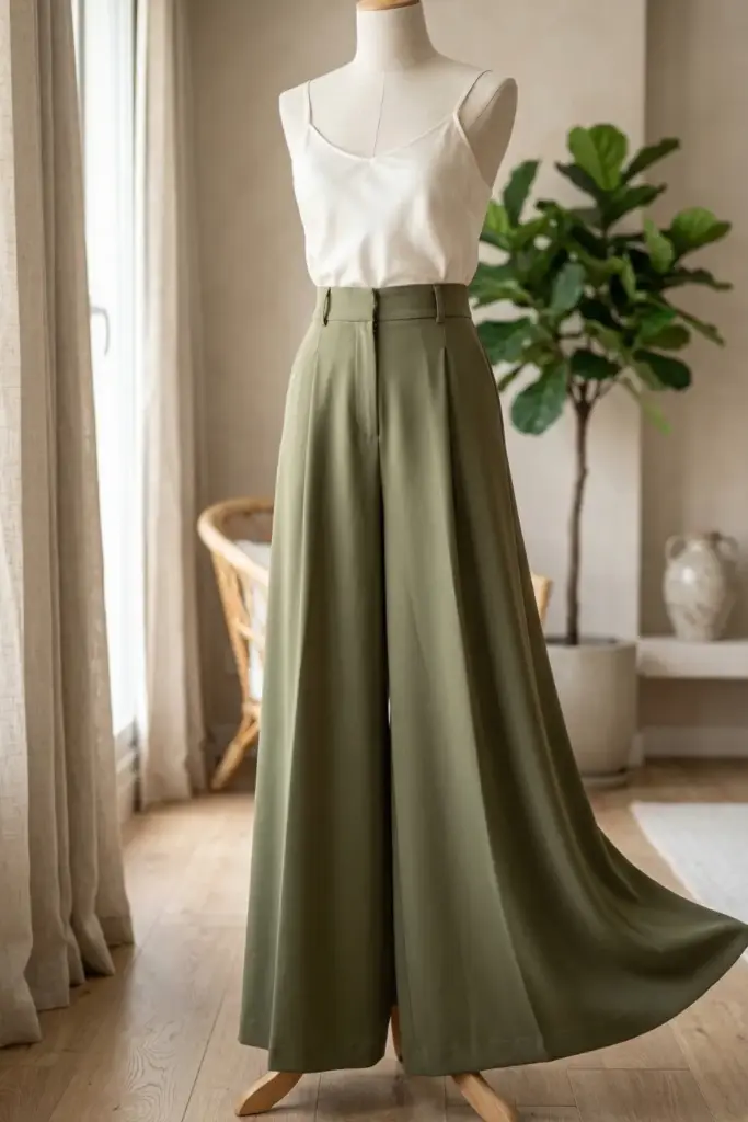High-Waisted Wide-Leg Trousers