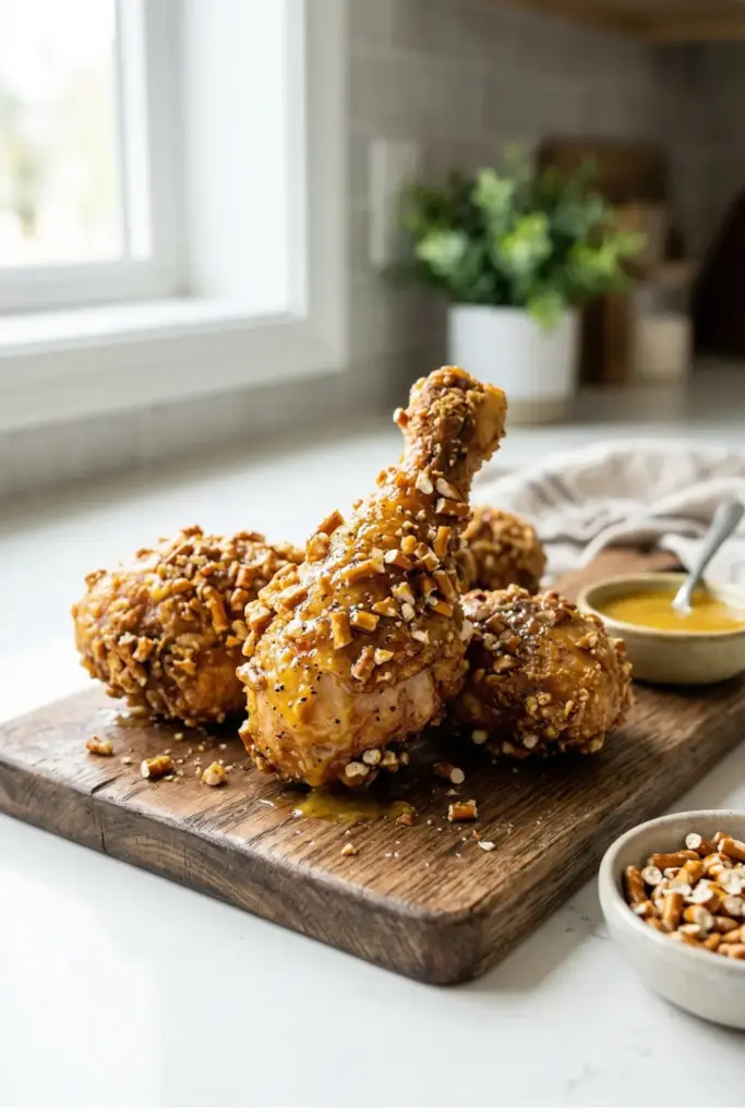 Honey Mustard Pretzel Coated Drumsticks