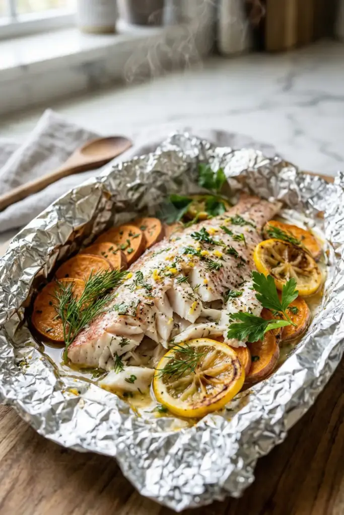 Lemon Herb Snapper Foil Packets