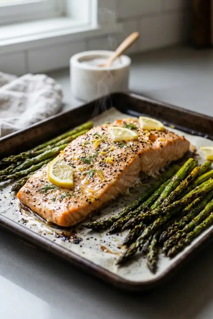 Lemon Pepper Salmon and Asparagus "Chips"