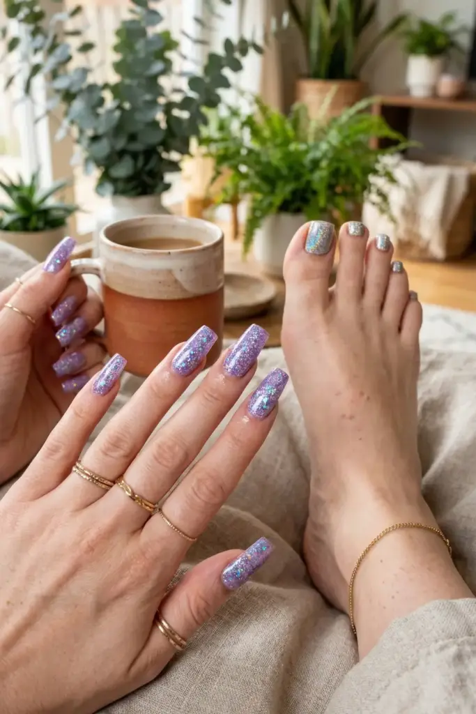 Lilac Holographic and Silver