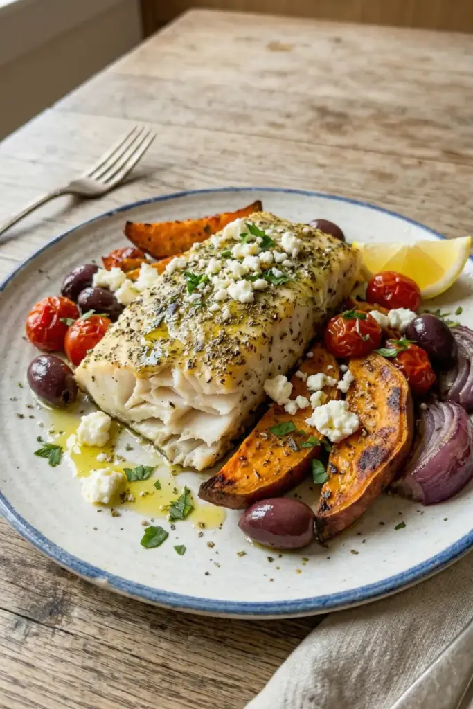 Mediterranean Halibut and Roasted Roots