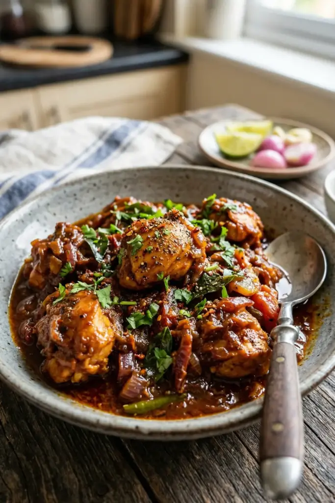 Onion Tomato Chicken Dry Fry (Ulli Thakkali)