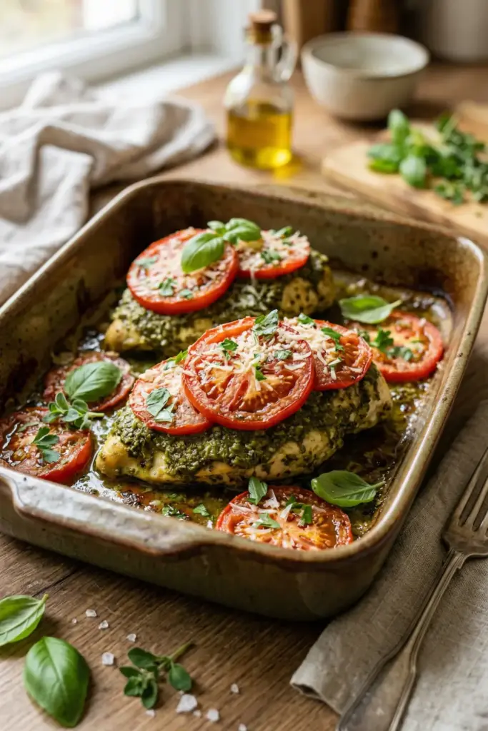 Pesto Tomato Baked Perfection