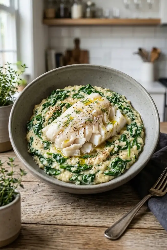 Poached Haddock with Spinach Grits

Sneaky Hidden Greens