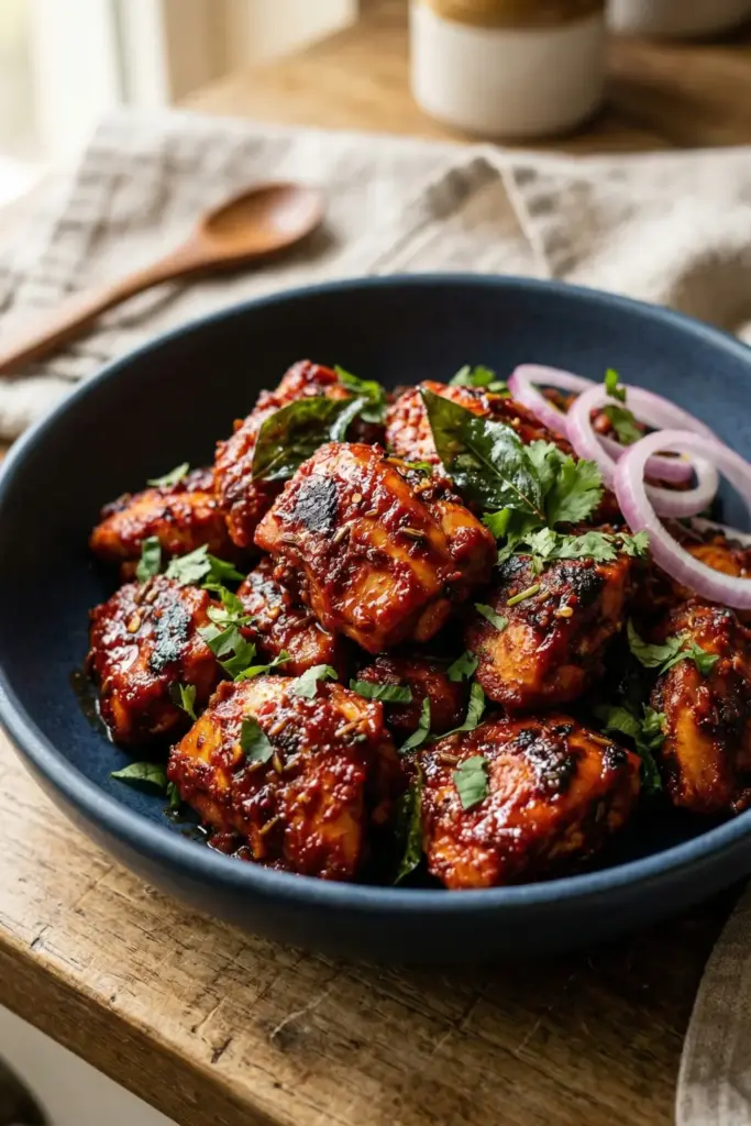 Red Chili Chicken Fry (Kashmiri Mulaku)