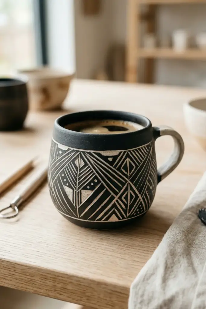 Sgraffito Scratch Mug