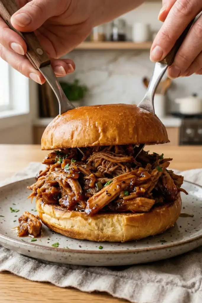 Slow Cooker Shredded Honey Garlic