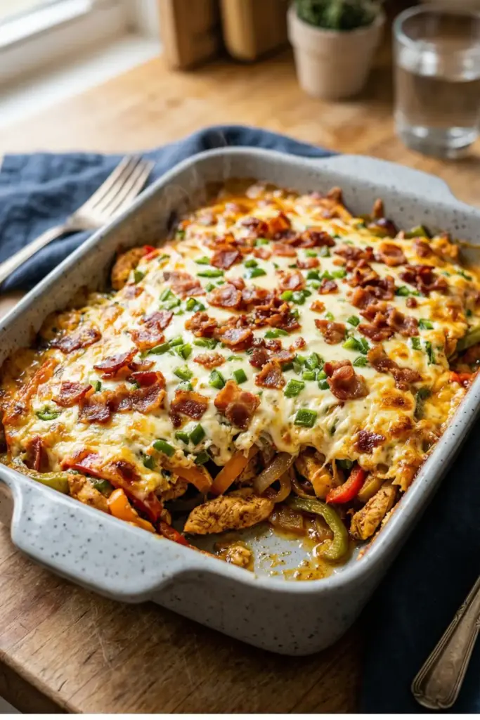 Spicy Jalapeño Popper Fajita Casserole