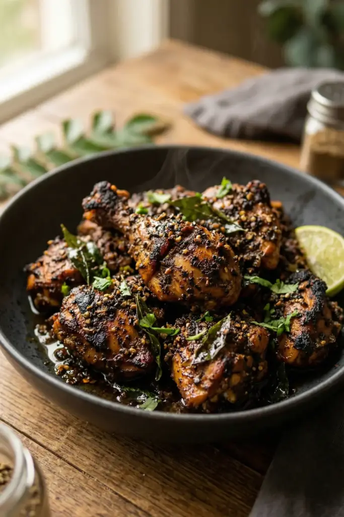 Spicy Pepper Chicken Fry (Kurumulaku)