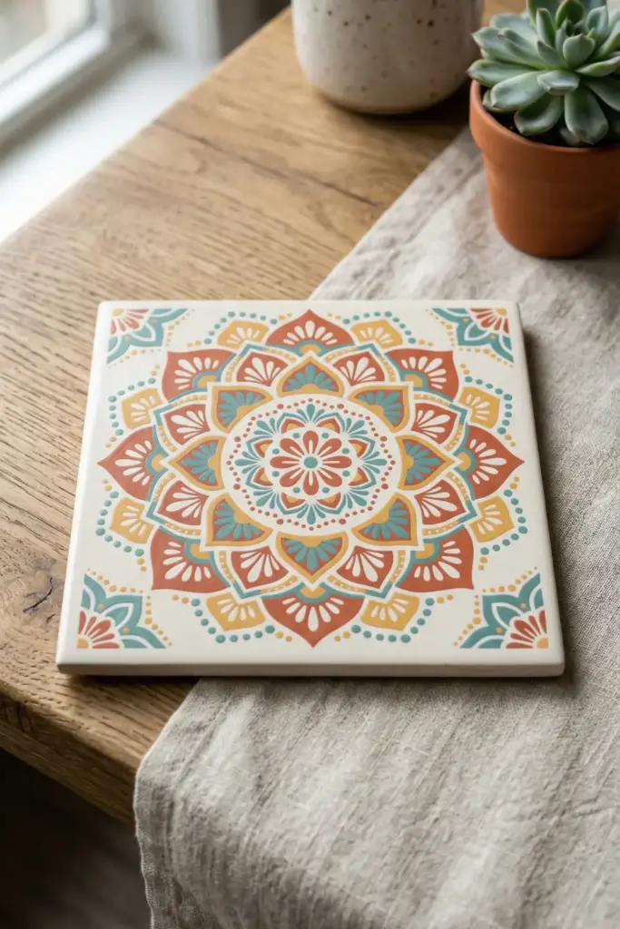 Stenciled Mandala Trivet