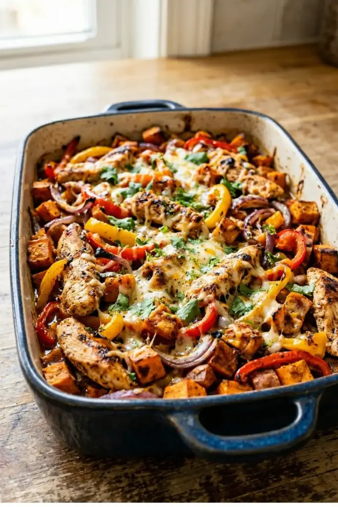Sweet Potato Chicken Fajita Casserole