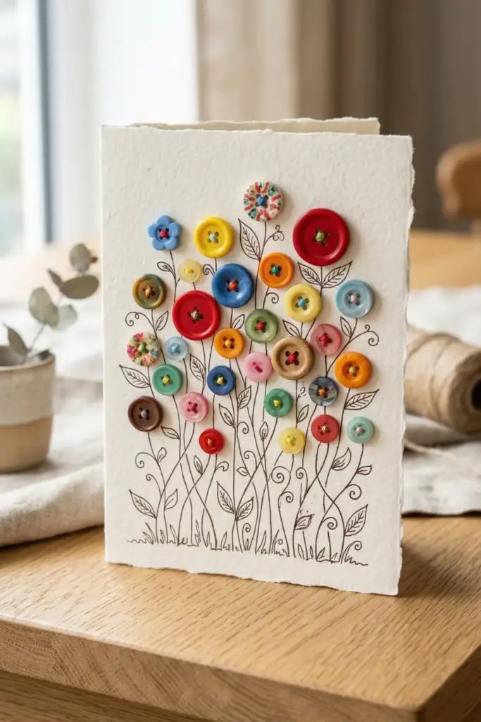 The Button Flower Garden Greeting