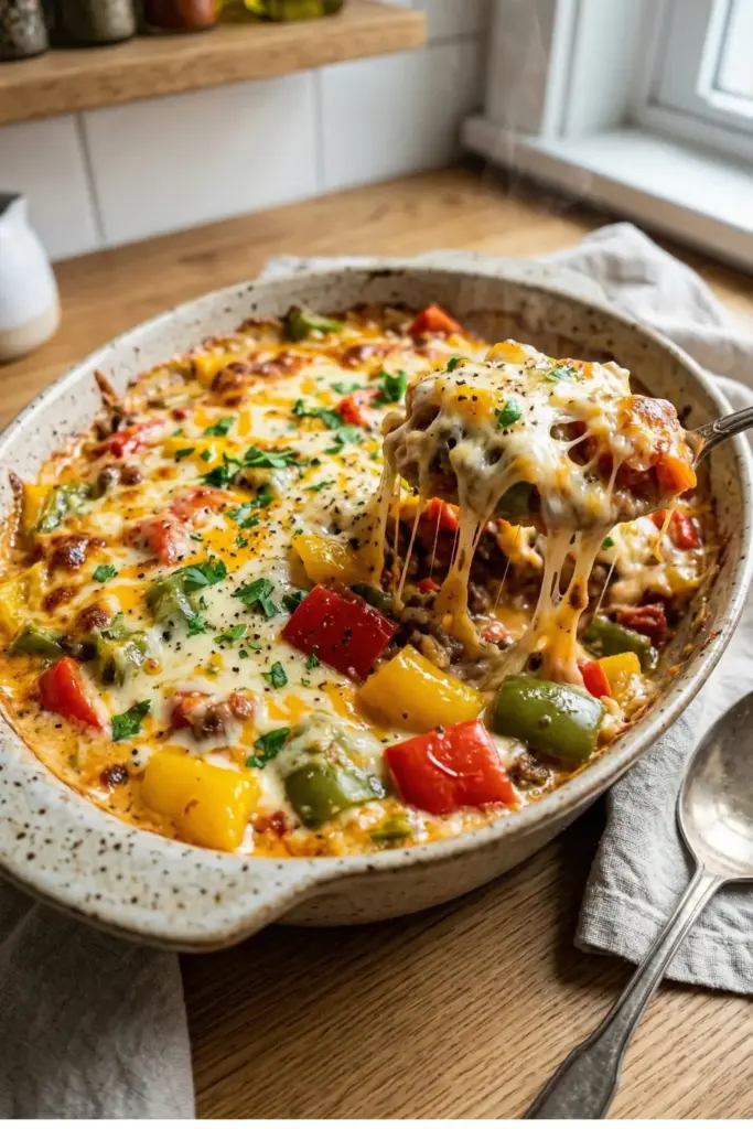 The "Extra Cheesy" Stuffed Pepper Casserole