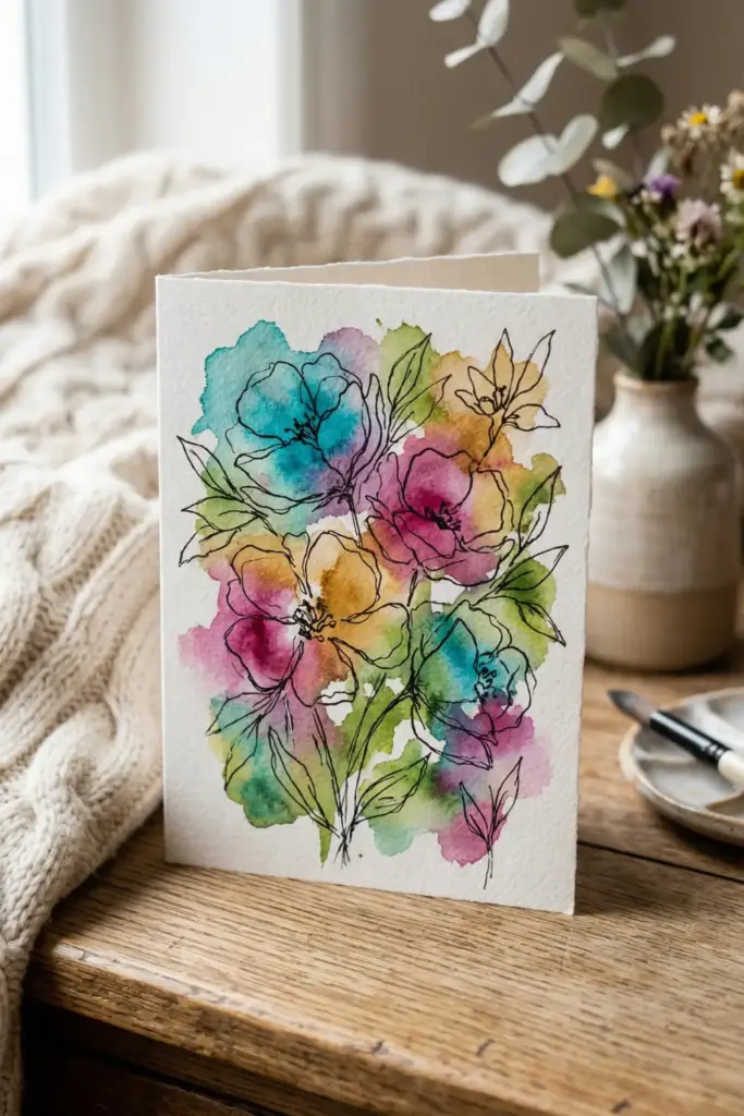 The Watercolor Abstract Bloom Card