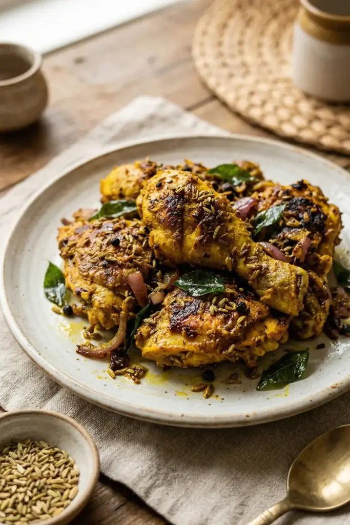Turmeric Fennel Chicken Fry (Manjal Perumjeerakam)