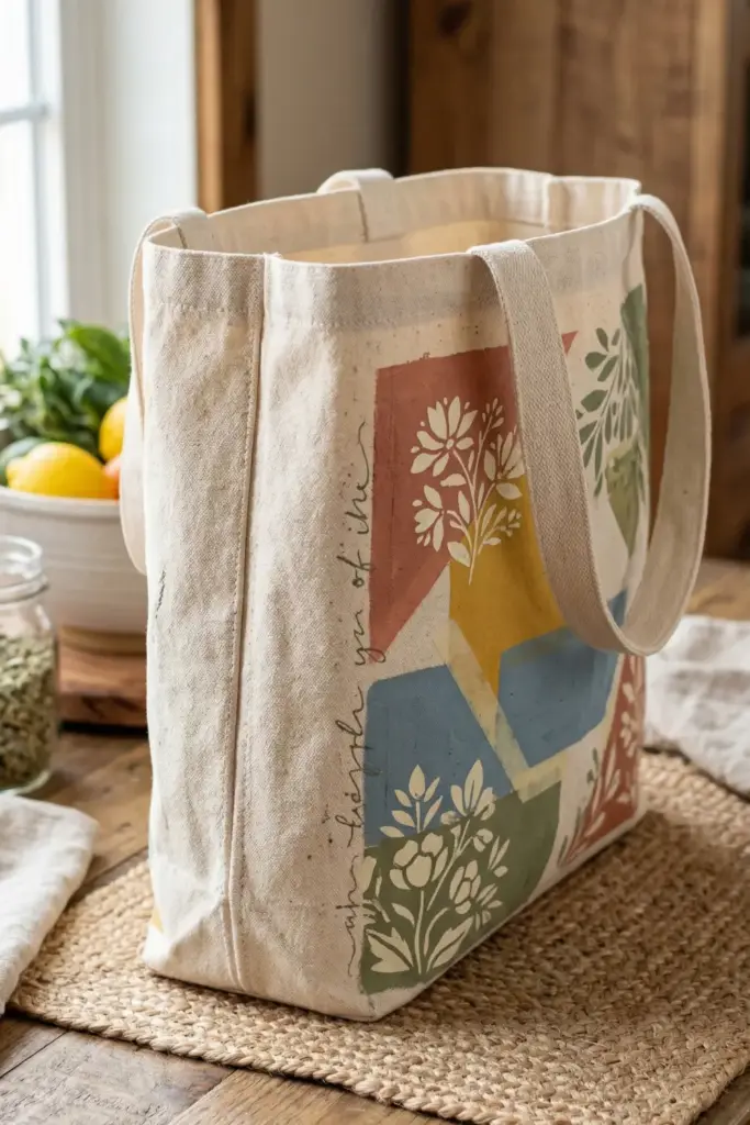 Painted Canvas Tote Bag