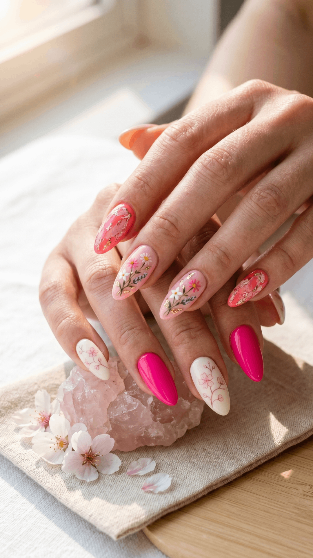 Bright Almond Nails – Spring Designs