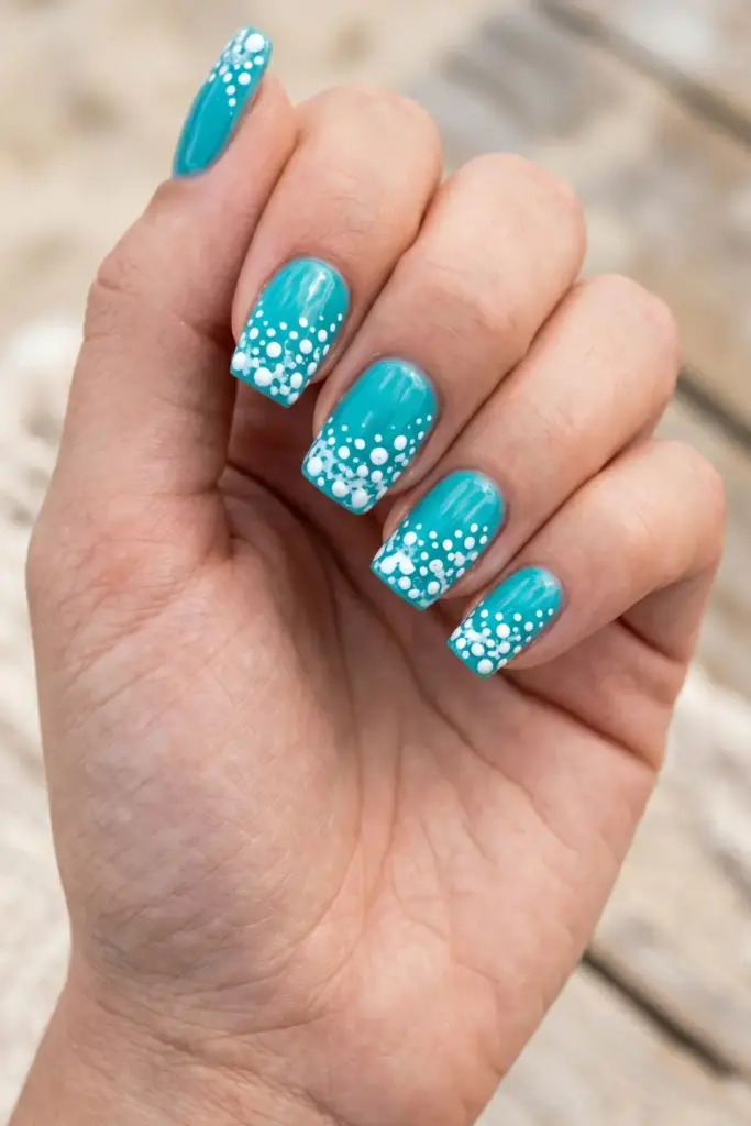 Beachy Turquoise & White Wave Dots