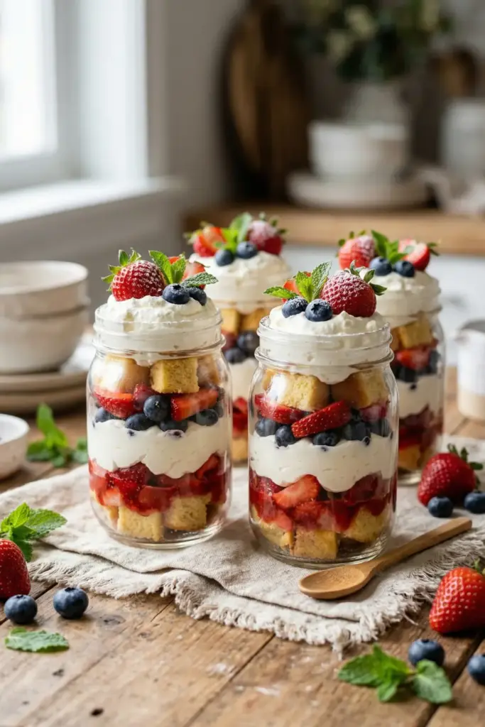 Berry Trifles in Mason Jars