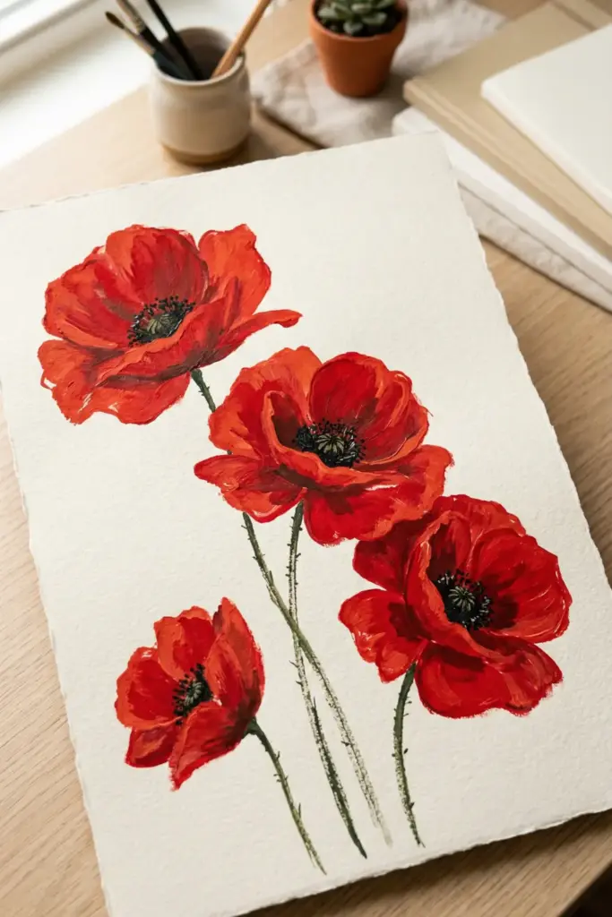 Bold Gouache Poppies