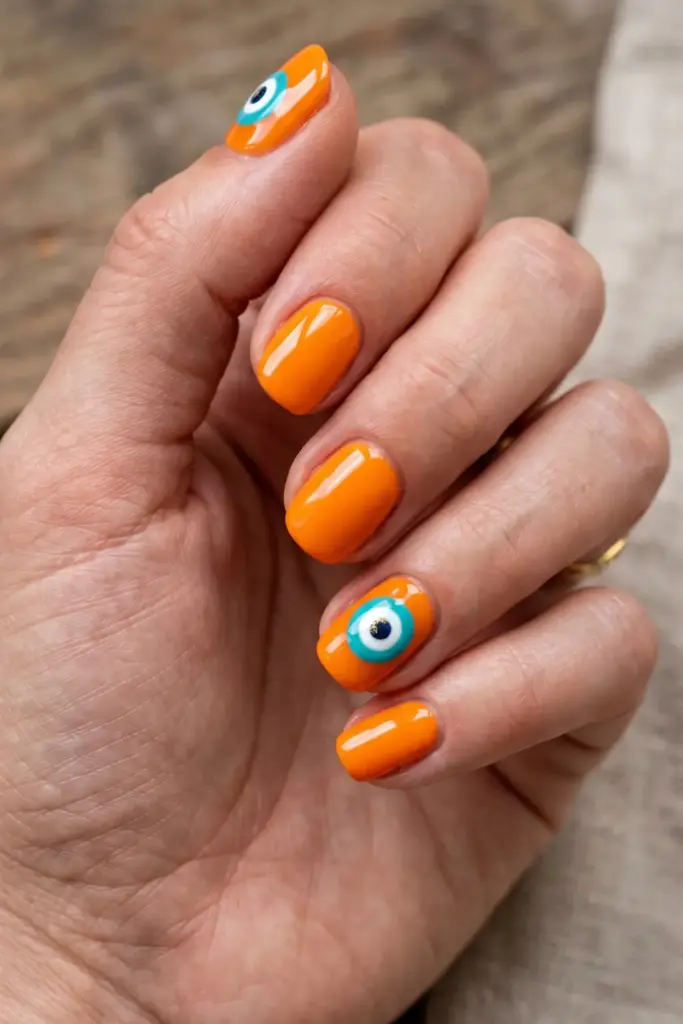 Bright Orange & Turquoise Evil Eye