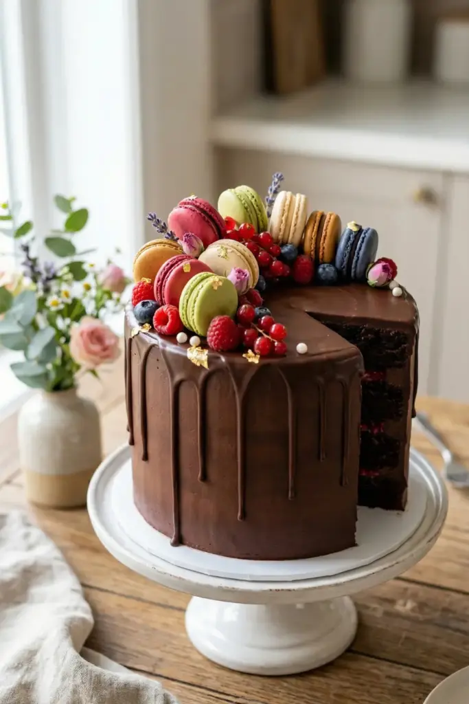 Chocolate Drip and Macarons