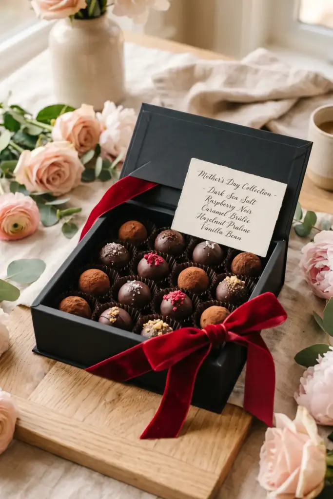 Chocolate Truffle Box with Velvet Ribbon