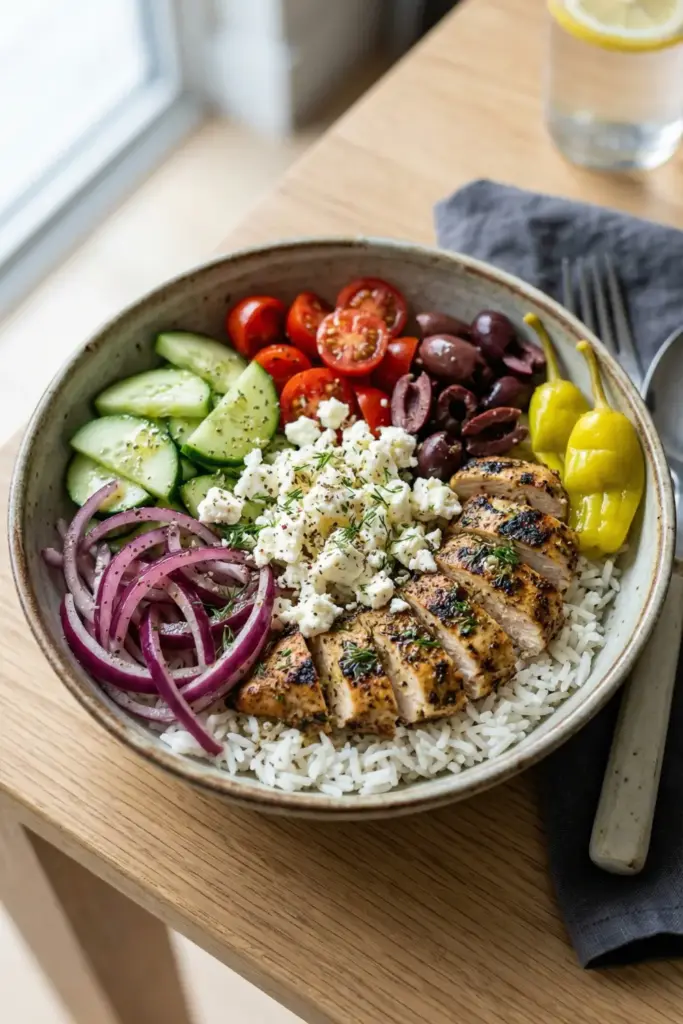 Classic Greek Salad Rice Bowl