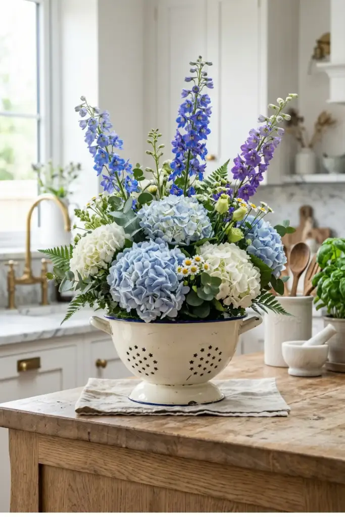 Colander Floral Centerpiece
