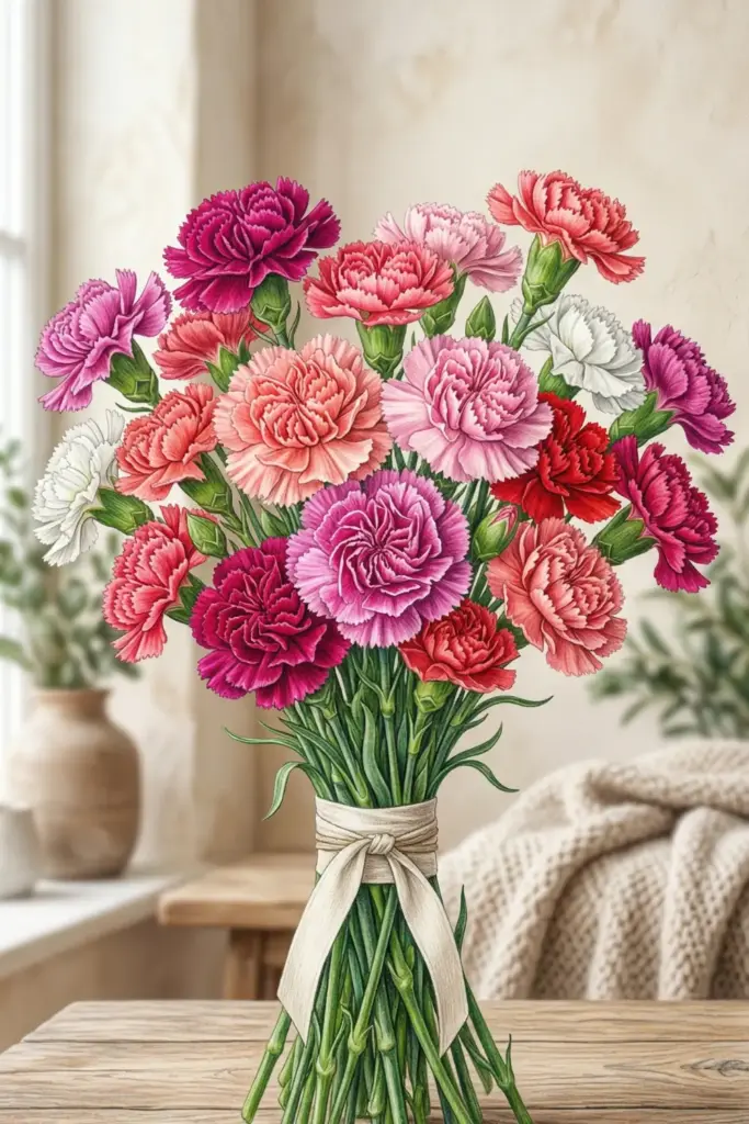 Colored Pencil Carnations
