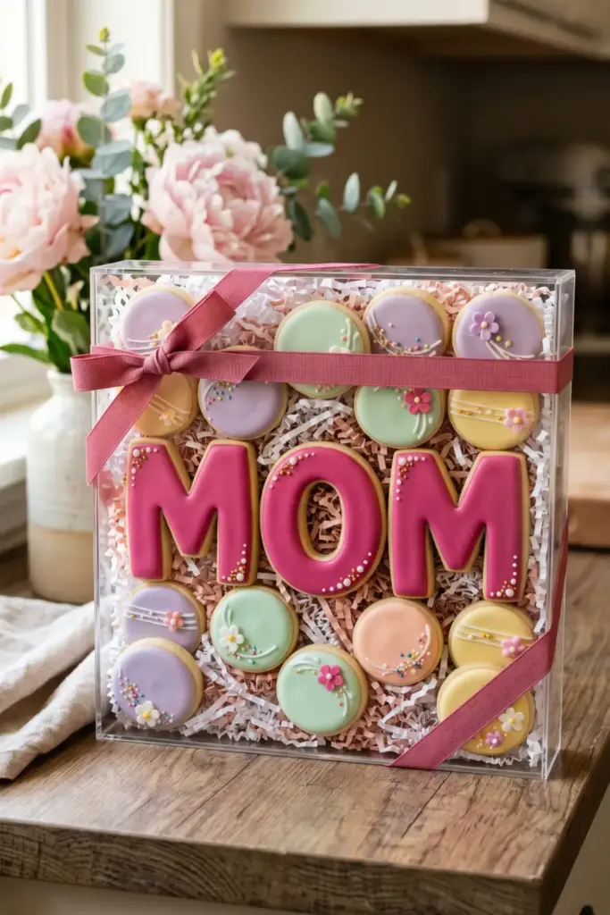 Cookie Bouquet Box with “MOM” Letters