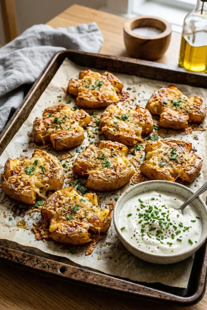 Crispy Parmesan Smashed Potatoes