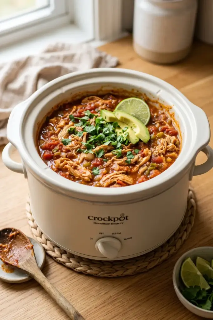 Crockpot Shredded Chicken Rotel Dip