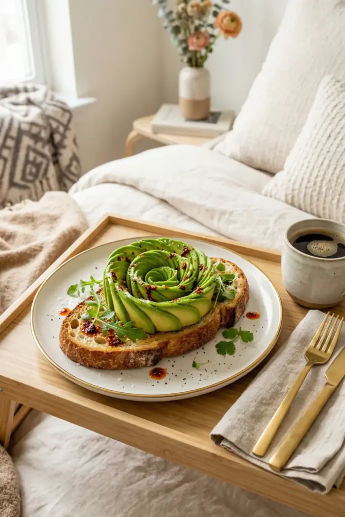 Elegant Avocado Rose Toast