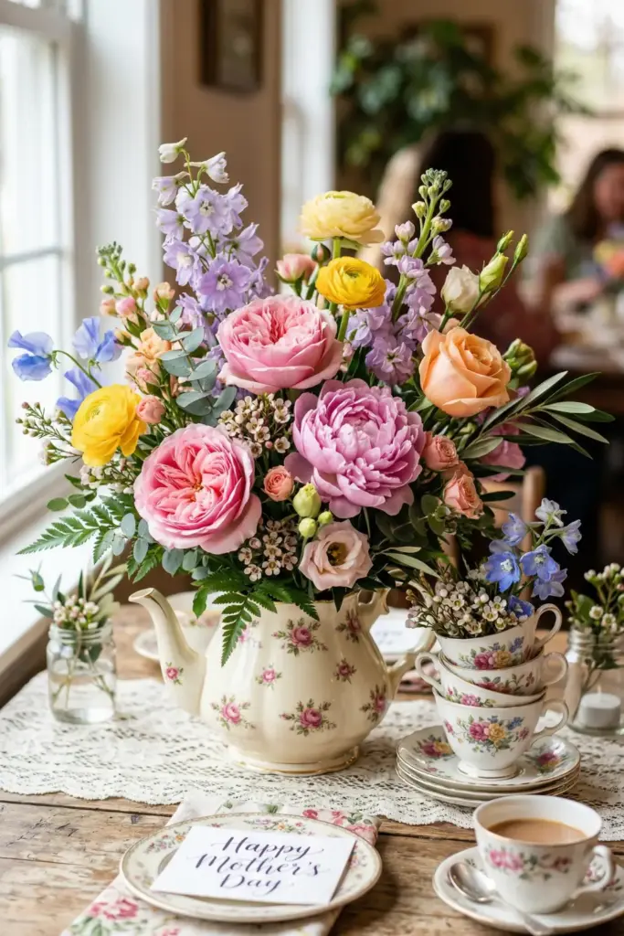 Floral Tea Party Centerpiece
