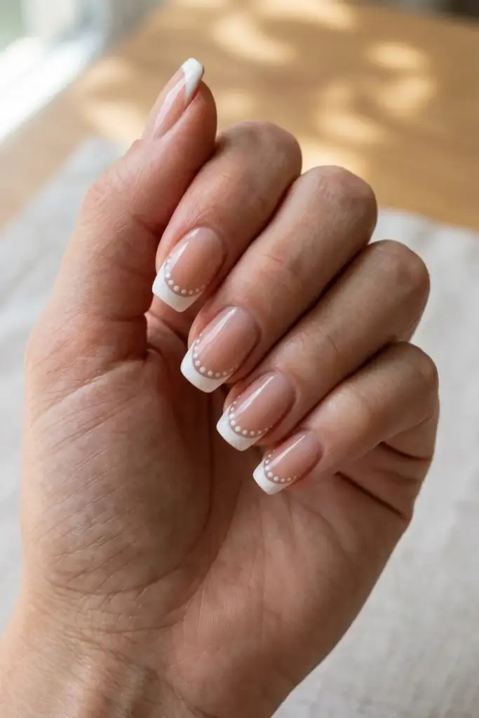 French Tip with Dot Accents