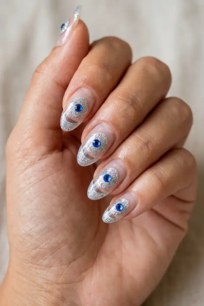 Glitter Evil Eye on Clear Base