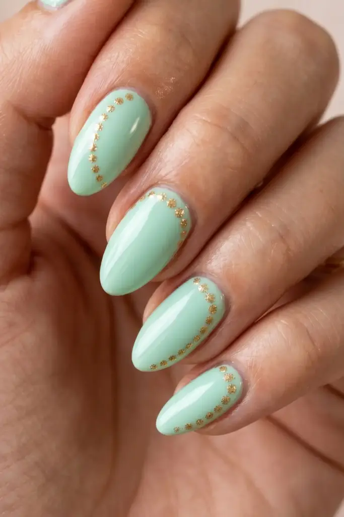 Glitter Gold Dots on Mint Green
